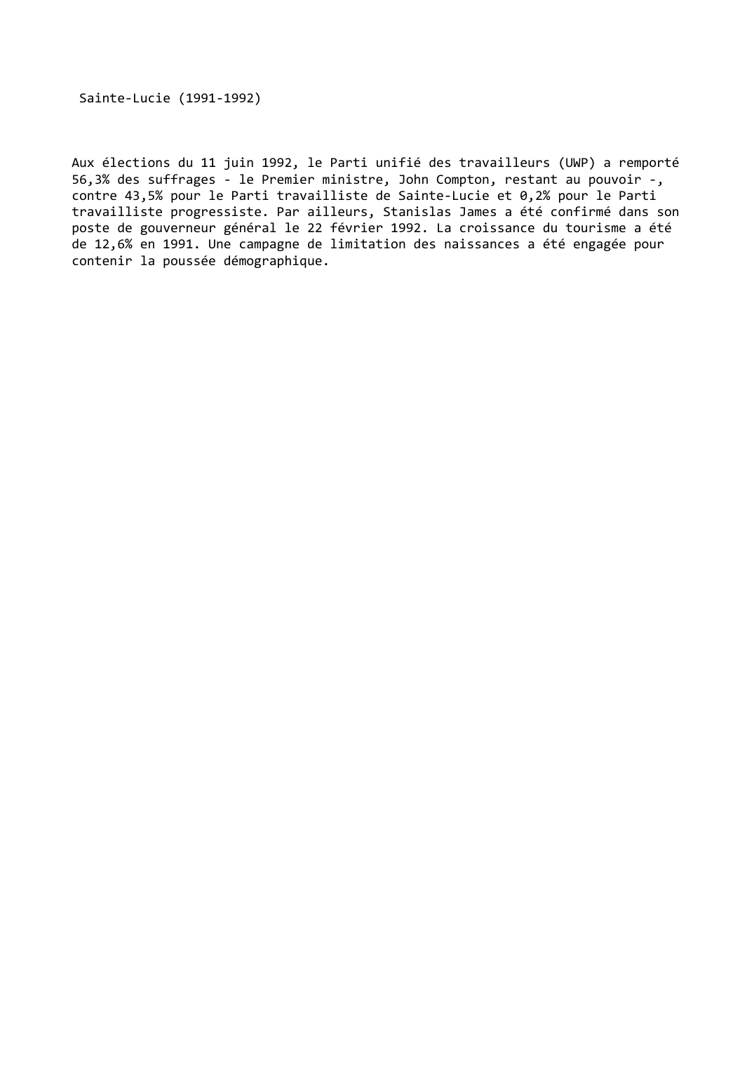 Prévisualisation du document Sainte-Lucie (1991-1992)