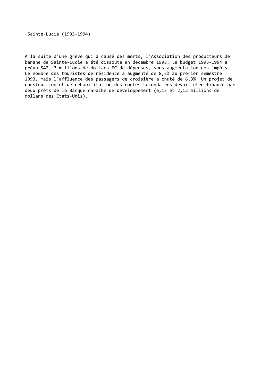 Prévisualisation du document Sainte-Lucie (1993-1994)