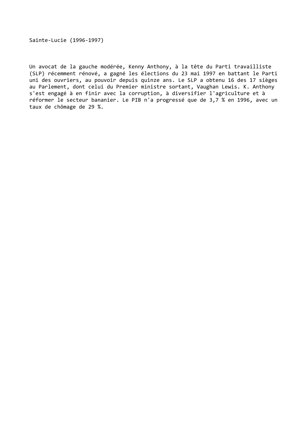 Prévisualisation du document Sainte-Lucie (1996-1997)