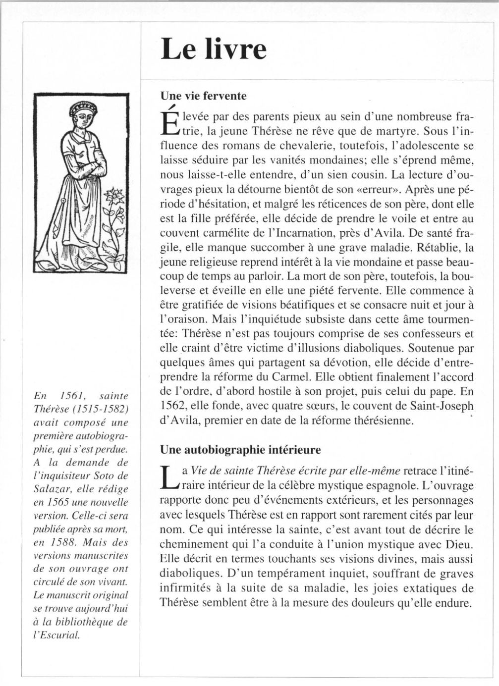 Prévisualisation du document Sainte Thérèse d'AVILA : Sa vie écrite par elle-même