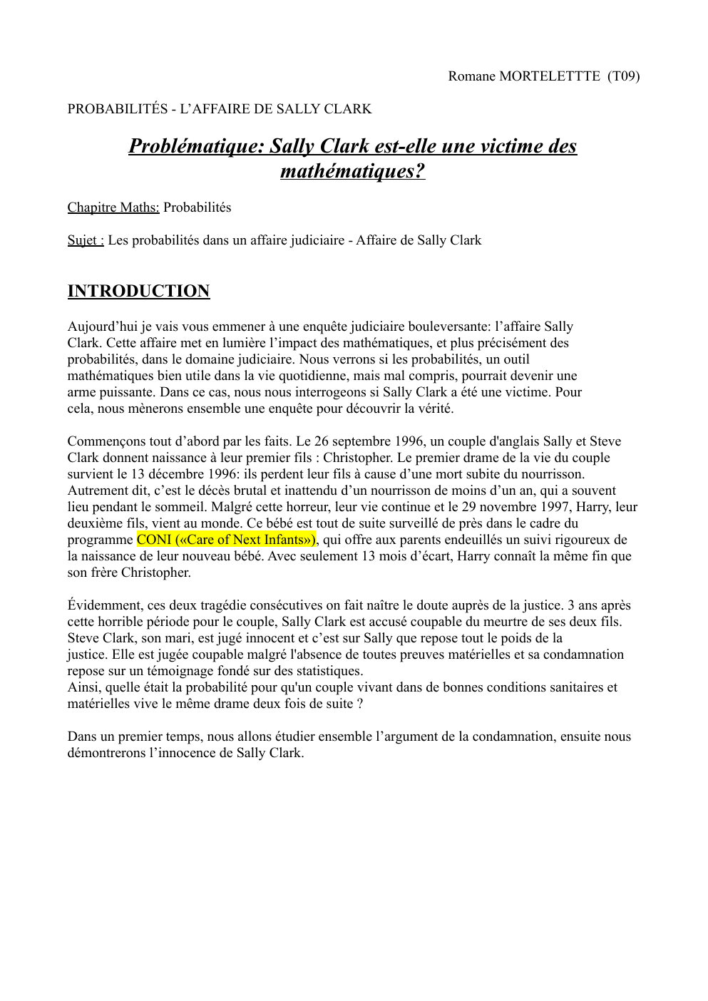 Prévisualisation du document Sally Clark est-elle une victime des mathématiques ?