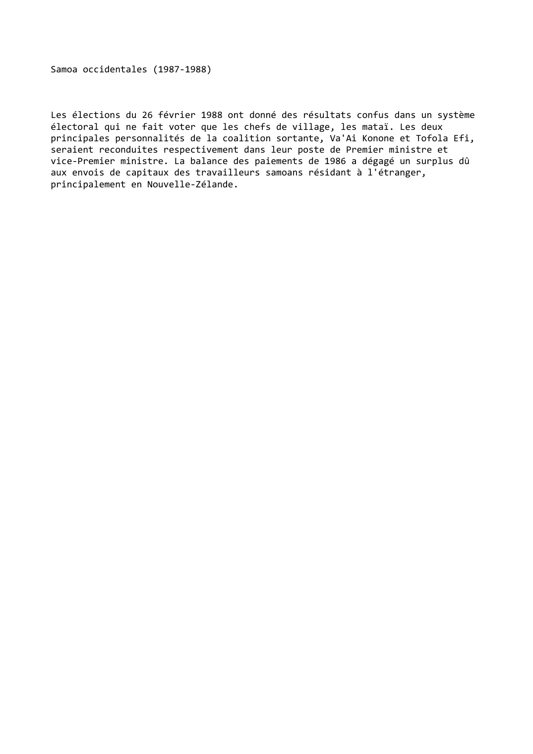 Prévisualisation du document Samoa occidentales (1987-1988)