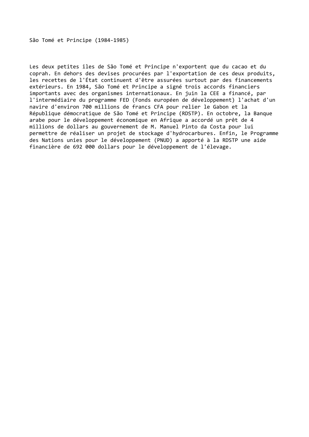 Prévisualisation du document São Tomé et Principe (1984-1985)