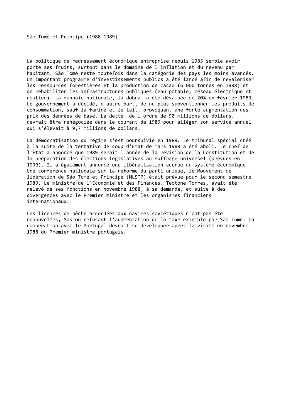 Prévisualisation du document São Tomé et Principe (1988-1989)