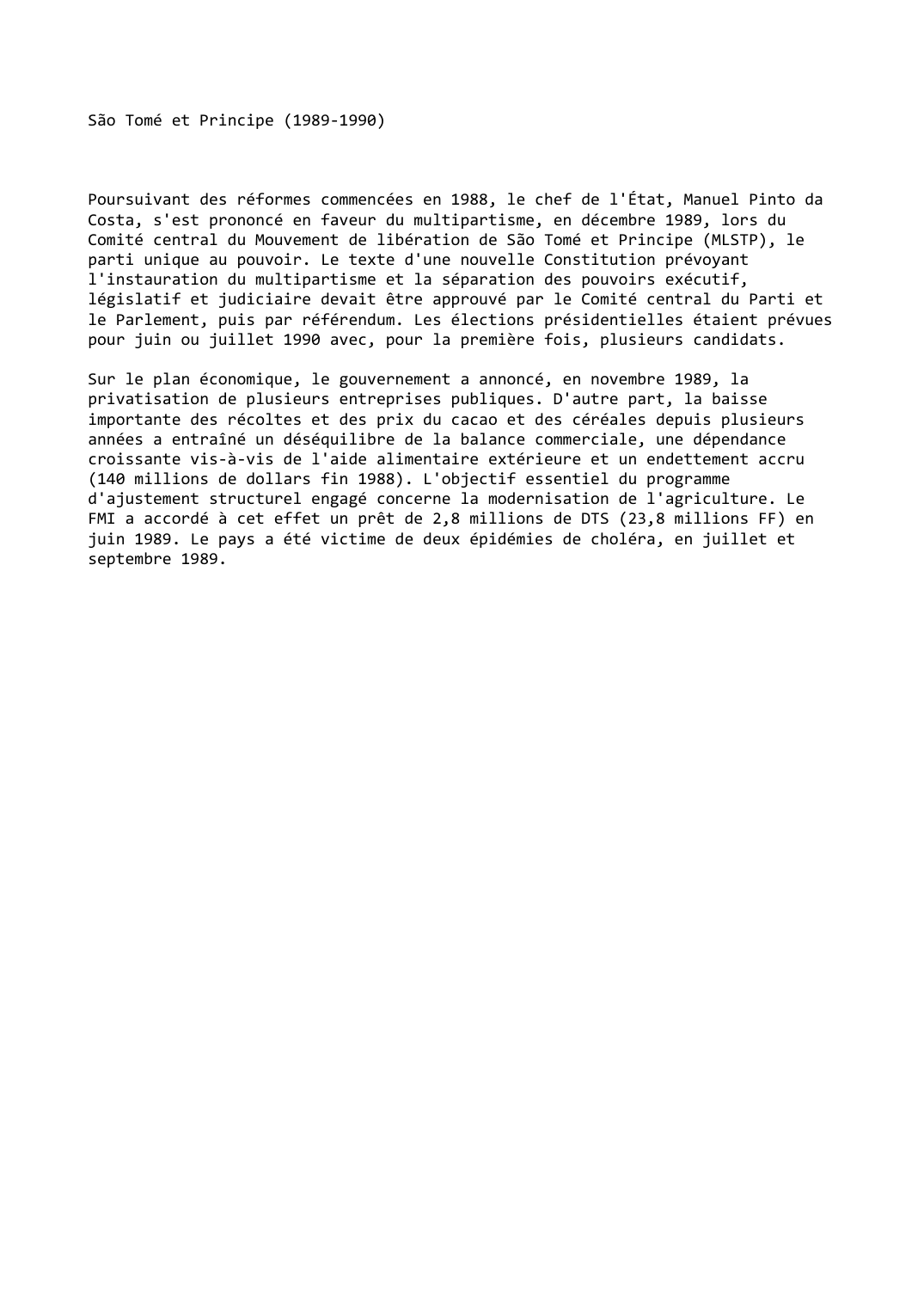 Prévisualisation du document São Tomé et Principe (1989-1990)
