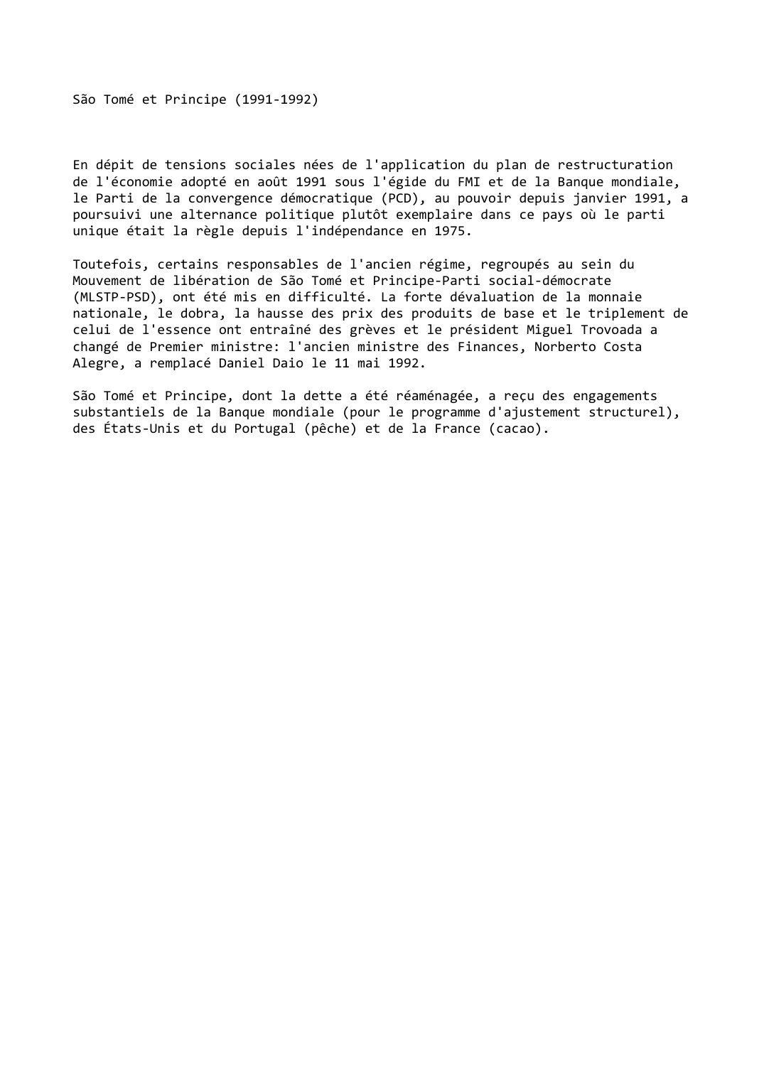 Prévisualisation du document São Tomé et Principe (1991-1992)