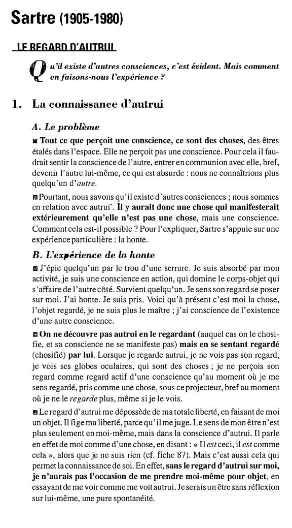 Prévisualisation du document Sartre (1905-1980): LE REGARD D'AUTRUI
