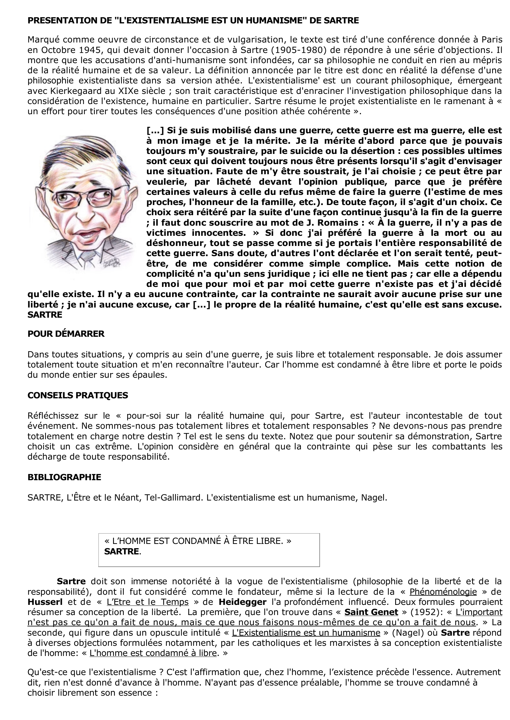 Prévisualisation du document Sartre et la responsabilité