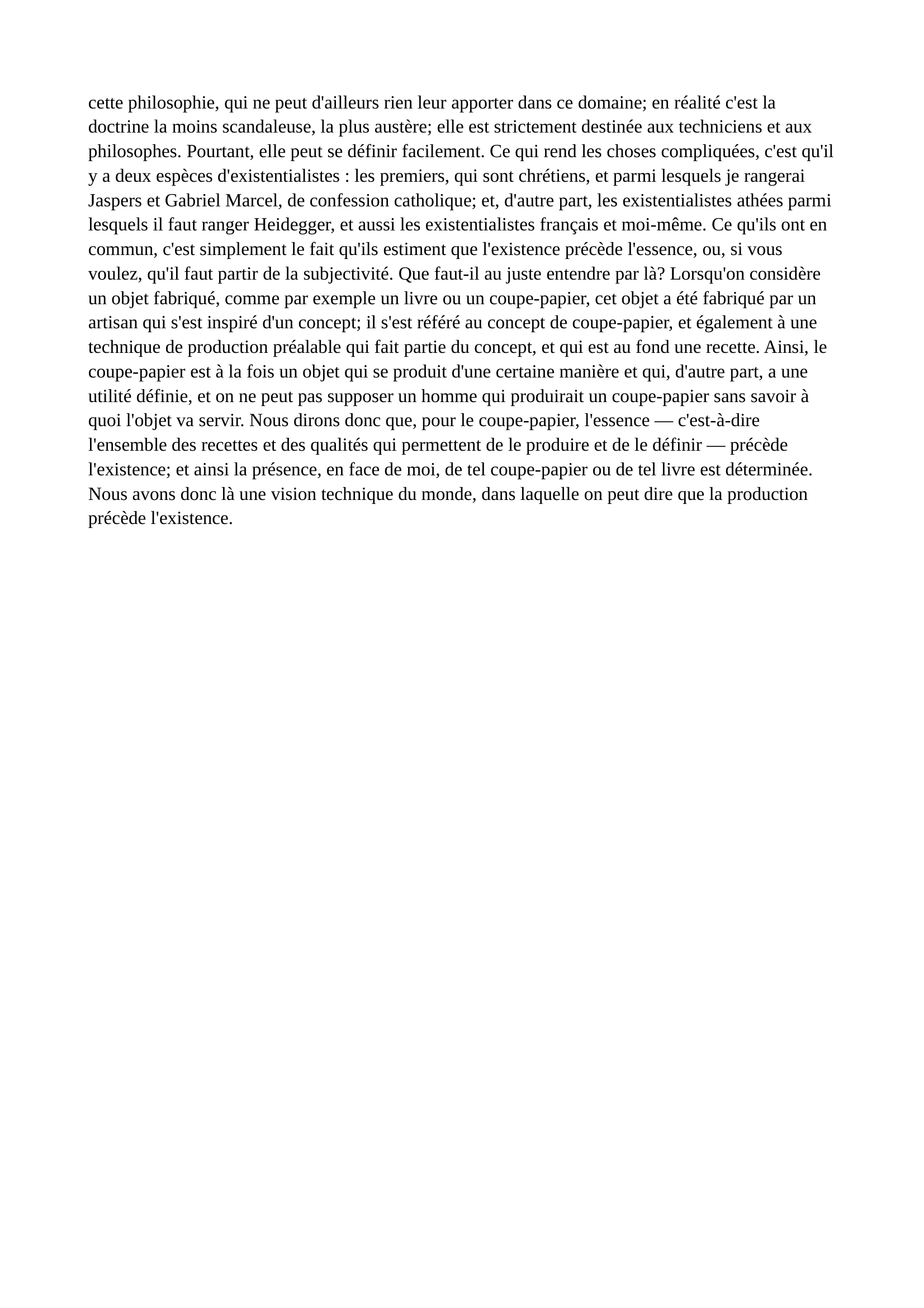 Prévisualisation du document Sartre existentialisme et un humanisme