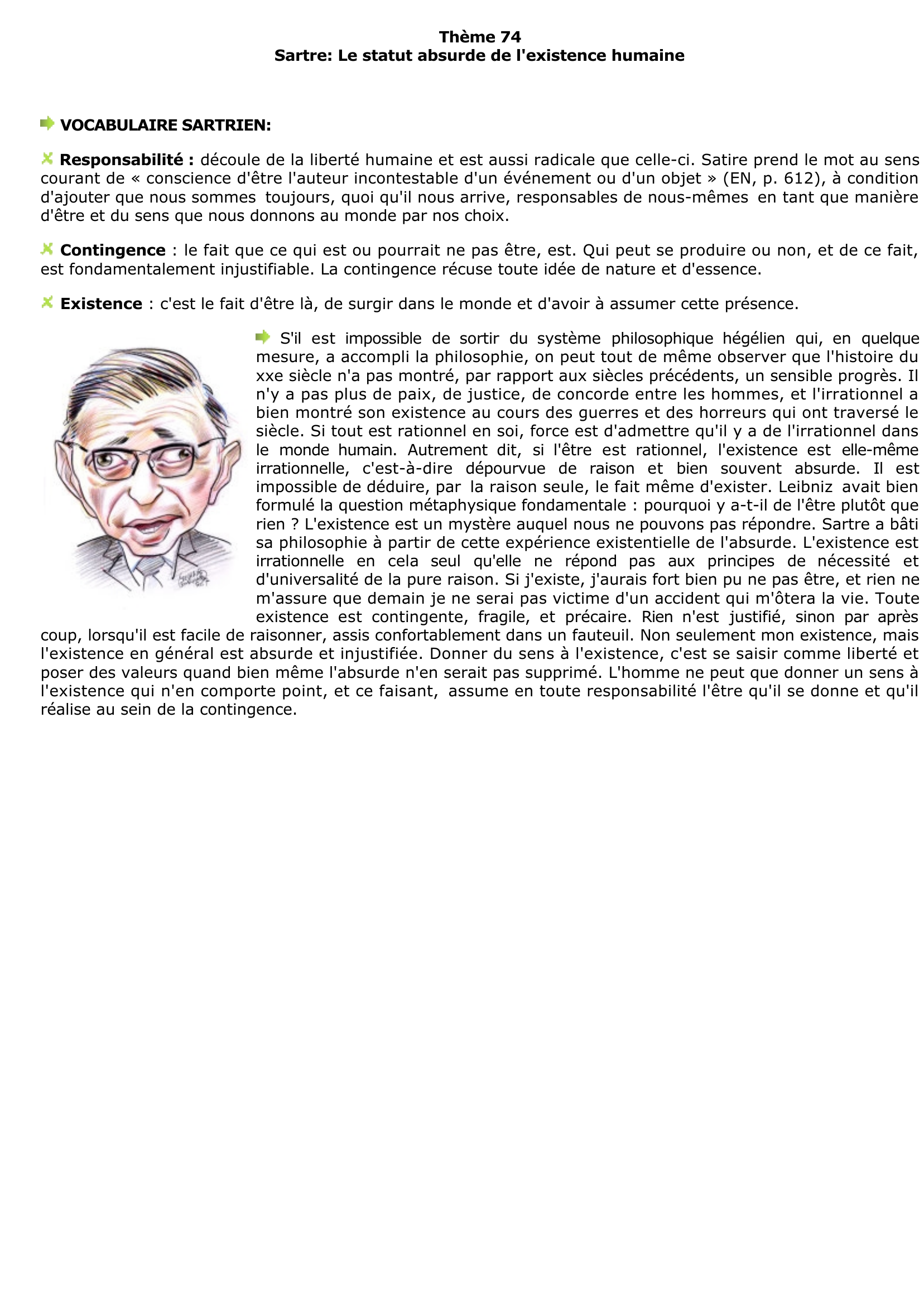 Prévisualisation du document Sartre: Le statut absurde de l'existence humaine