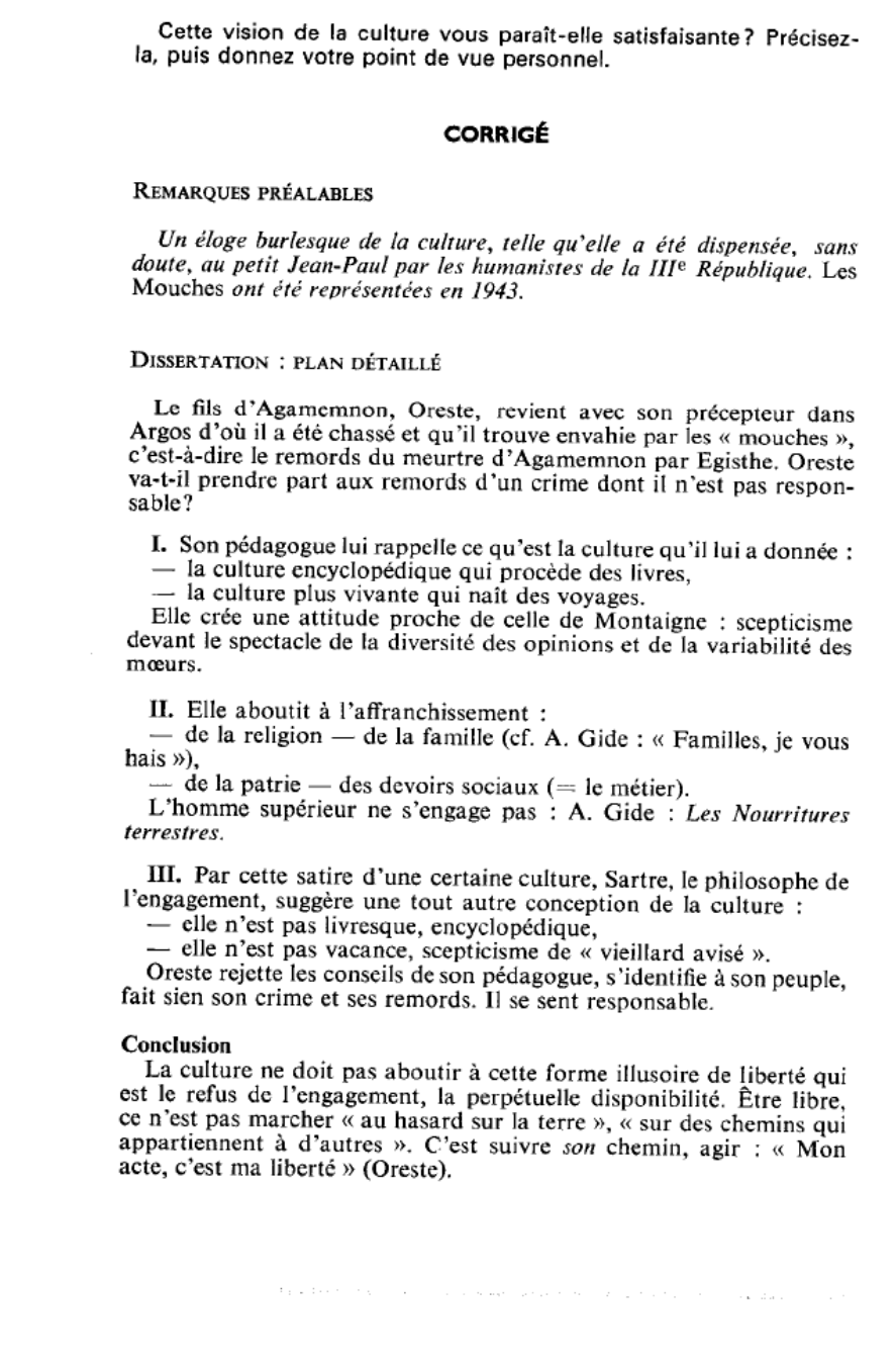 Prévisualisation du document Sartre : Les Mouches - La culture (dissertation)