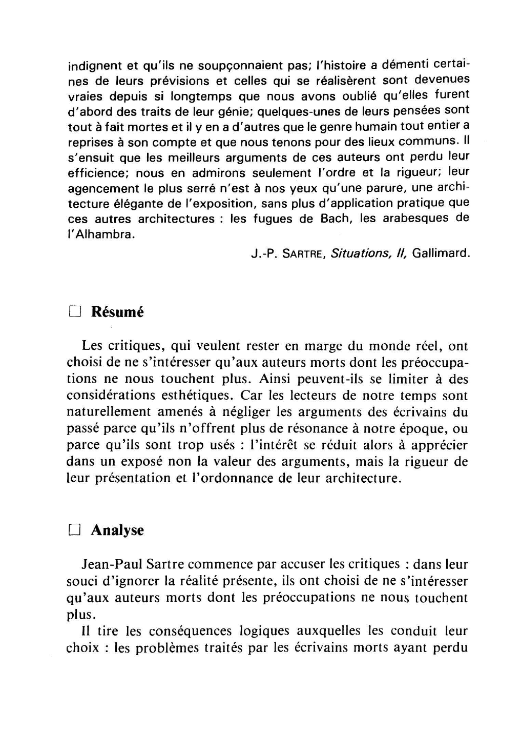 Prévisualisation du document Sartre: les réactions des lecteurs modernes devant les oeuvres du passé.
