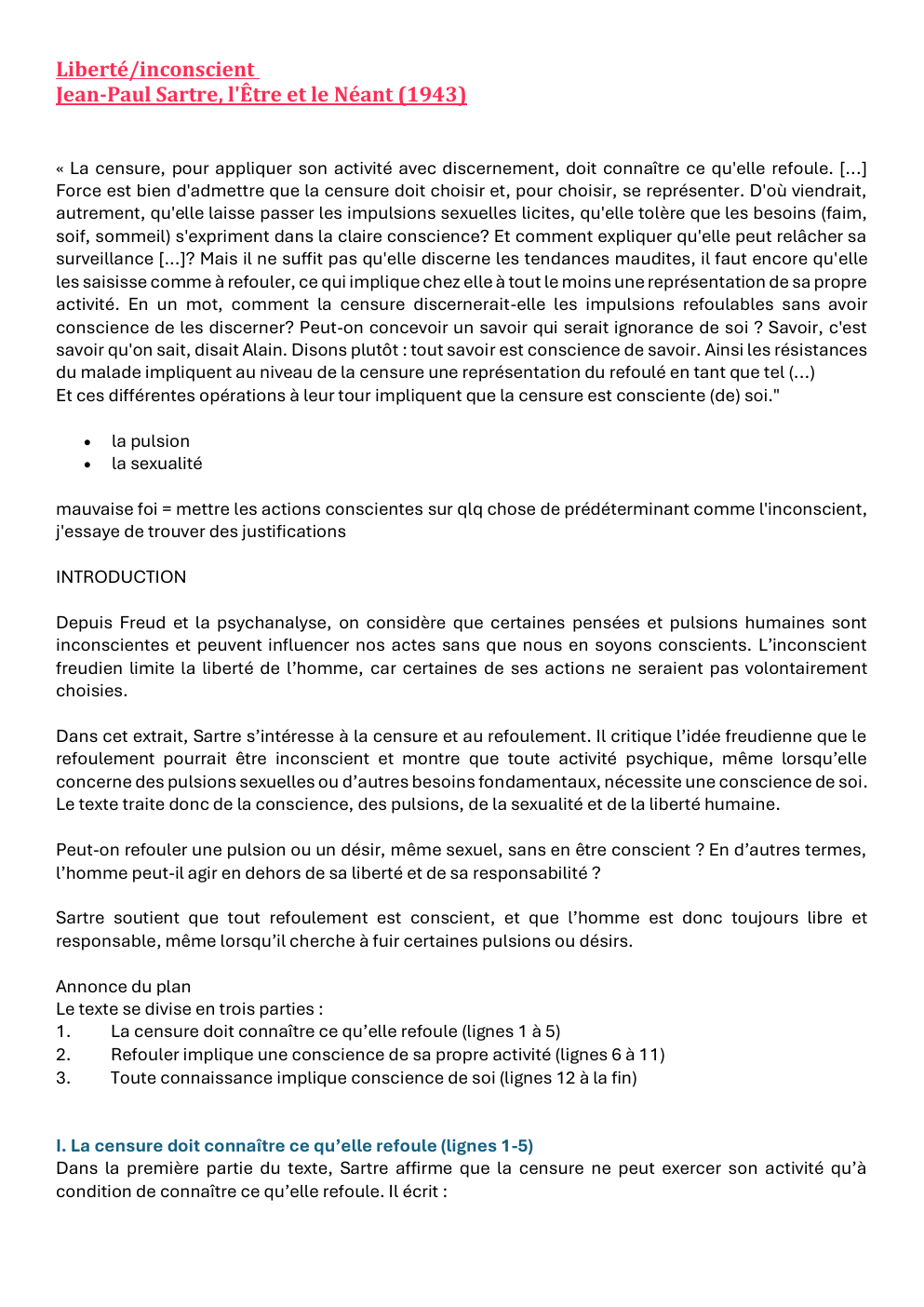 Prévisualisation du document Sartre L'Être et le Néant