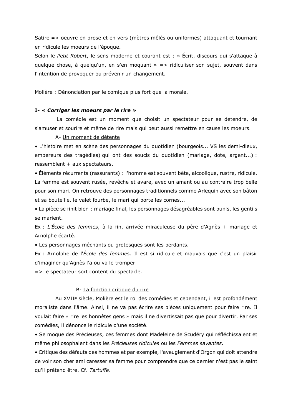 Prévisualisation du document Satire => oeuvre en prose et en vers (mètres mêlés ou uniformes) attaquant et tournant
en ridicule les moeurs de...