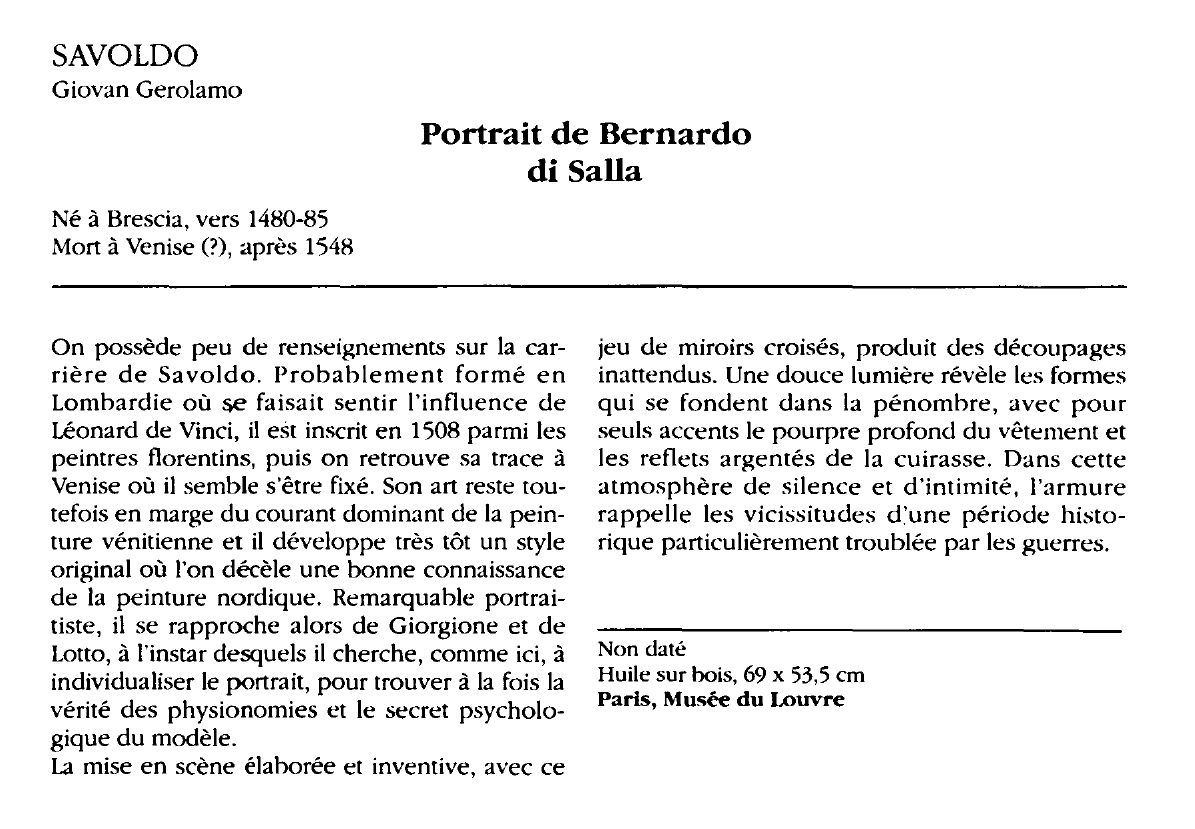 Prévisualisation du document SAVOLDO Giovan Gerolamo : Portrait de Bernardo di Salla