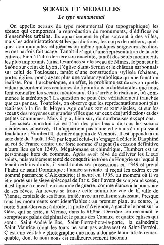 Prévisualisation du document SCEAUX ET MÉDAILLES:Le type monumental (HISTOIRE).