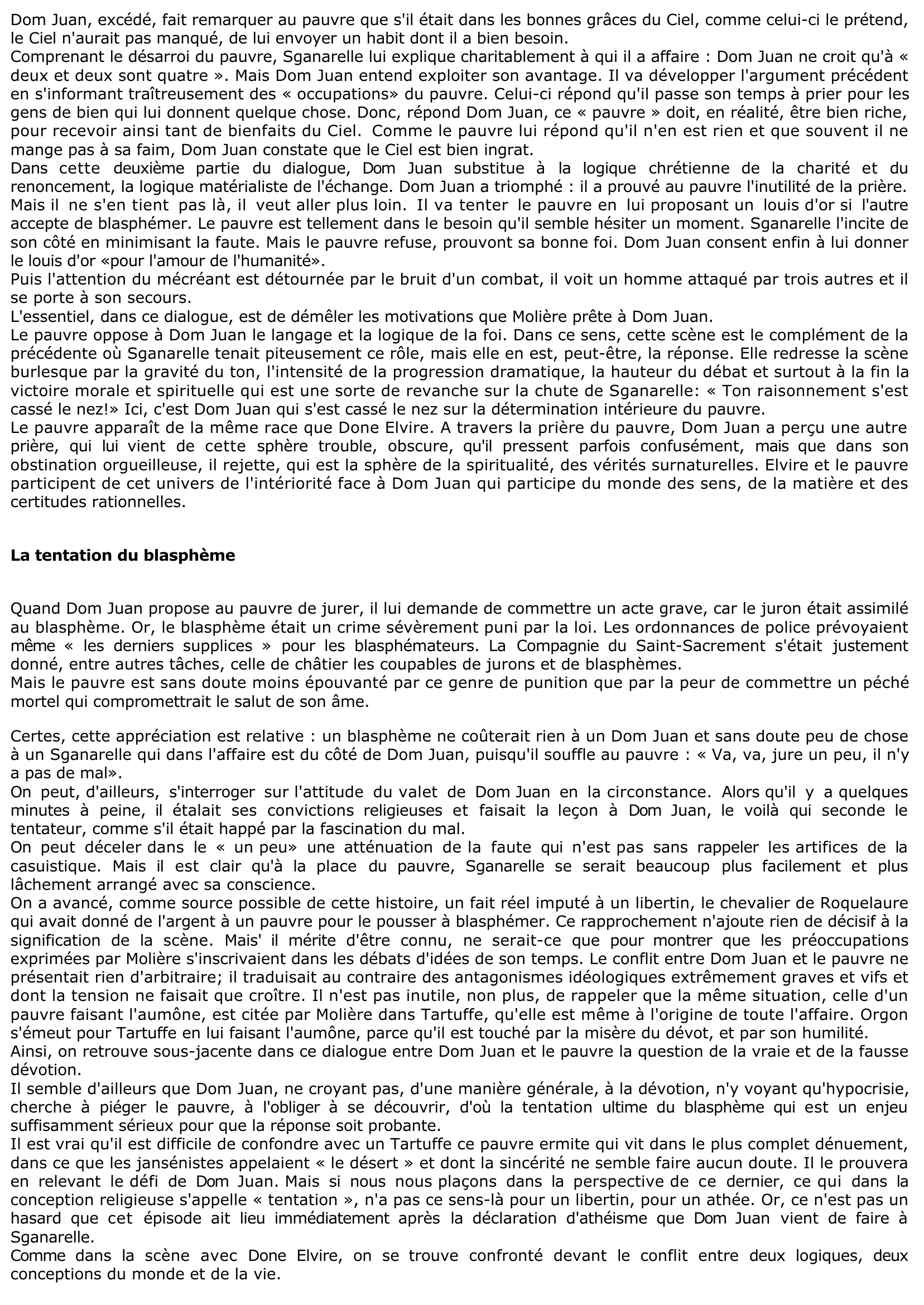 Prévisualisation du document SCÈNE 2 - Acte III du DOM JUAN DE MOLIERE