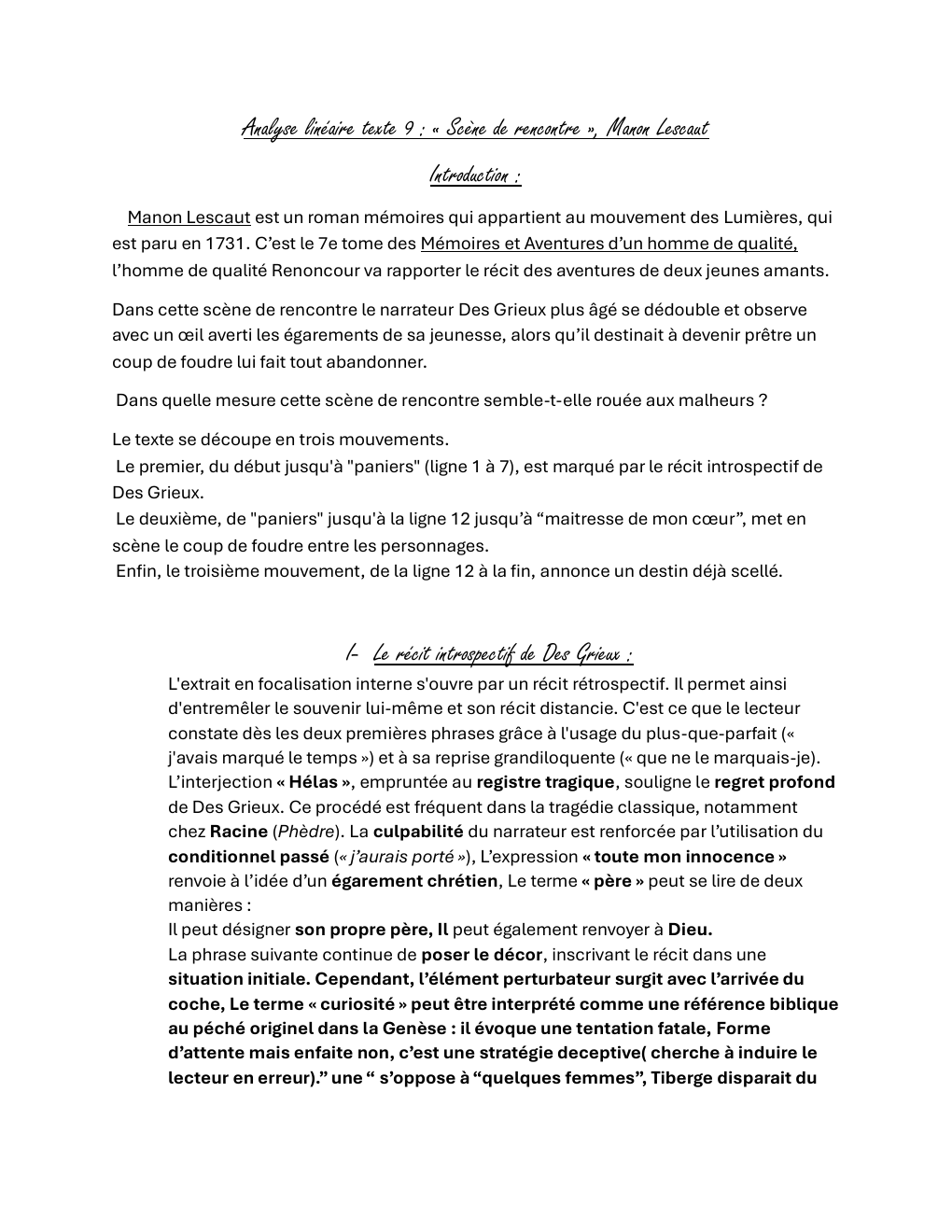 Prévisualisation du document Scène de rencontre Manon Lescaut étude