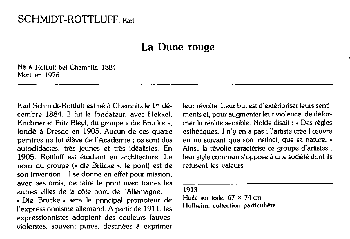 Prévisualisation du document SCHMIDT-ROTTLUFF. Karl : La Dune rouge