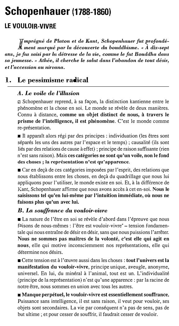 Prévisualisation du document Schopenhauer (1788-1860): LE VOULOIR-VIVRE