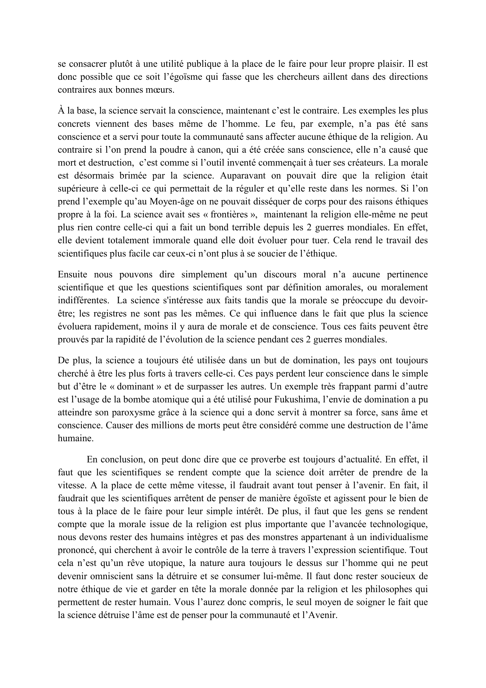 Prévisualisation du document Sciences sans conscience n'est que ruine de l'âme