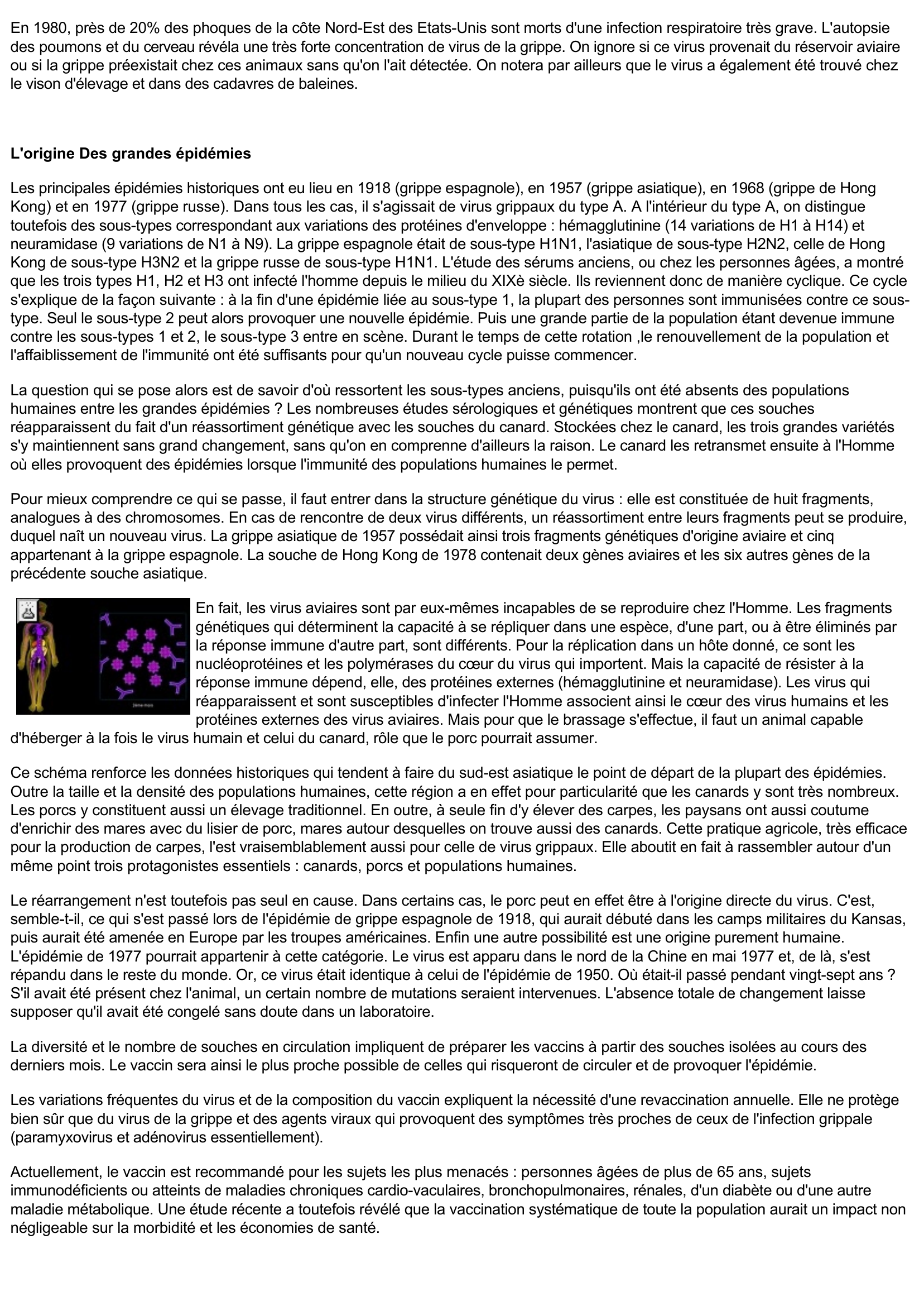 Prévisualisation du document Sciences & Techniques: La grippe