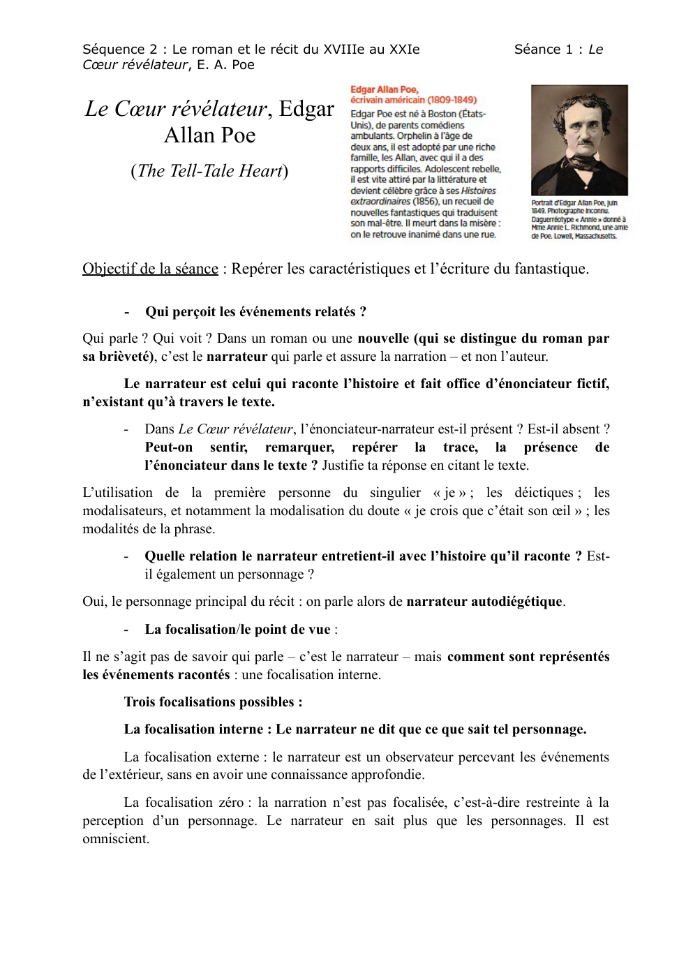 Prévisualisation du document Séance 1 - Le Coeur révélateur