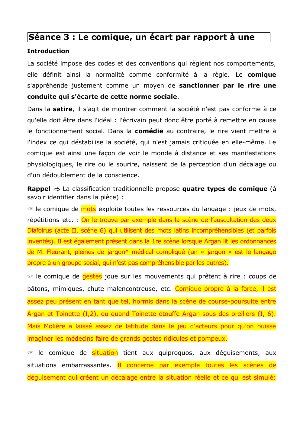 Prévisualisation du document Séance 3 : Le comique, un écart par rapport à une norme
