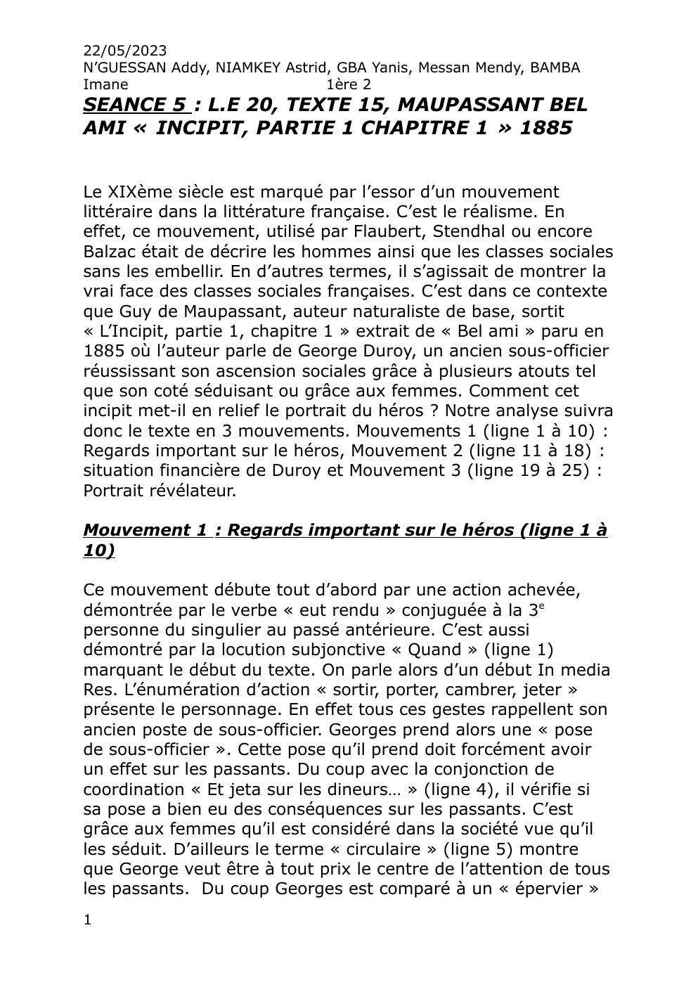 Prévisualisation du document SEANCE 5 : L.E 20, TEXTE 15, MAUPASSANT BEL AMI « INCIPIT, PARTIE 1 CHAPITRE 1 » 1885