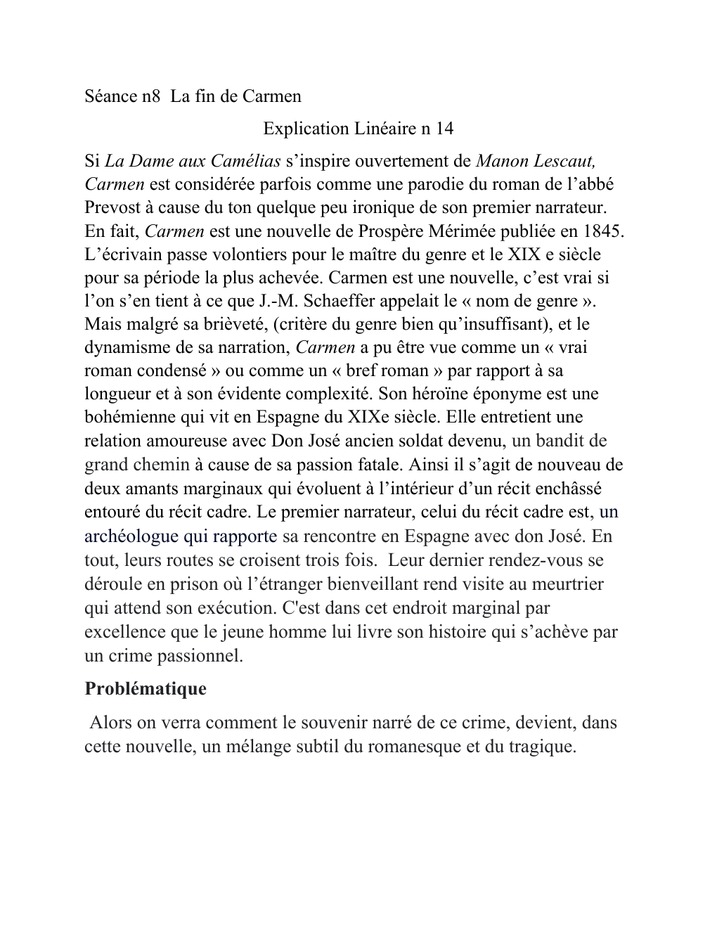 Prévisualisation du document Séance n8 La fin de Carmen Explication Linéaire n 14