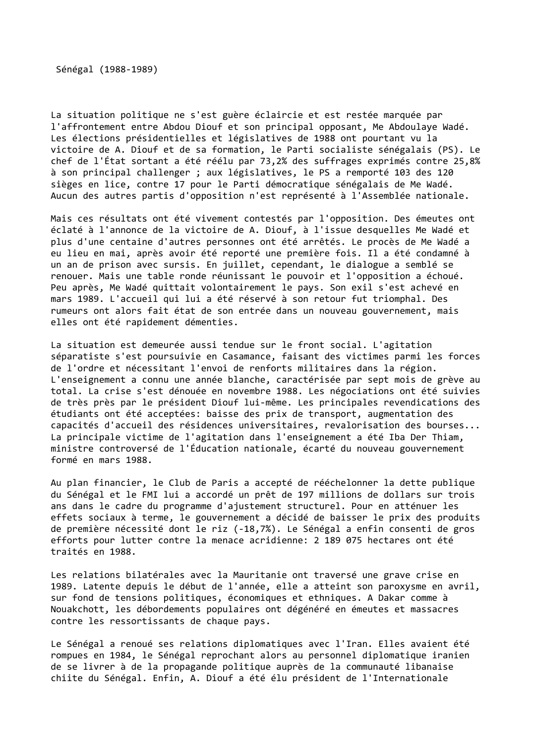 Prévisualisation du document Sénégal (1988-1989)