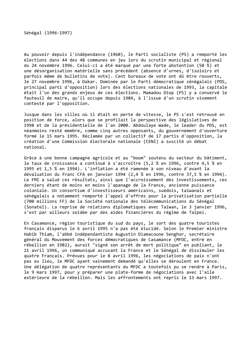 Prévisualisation du document Sénégal (1996-1997)