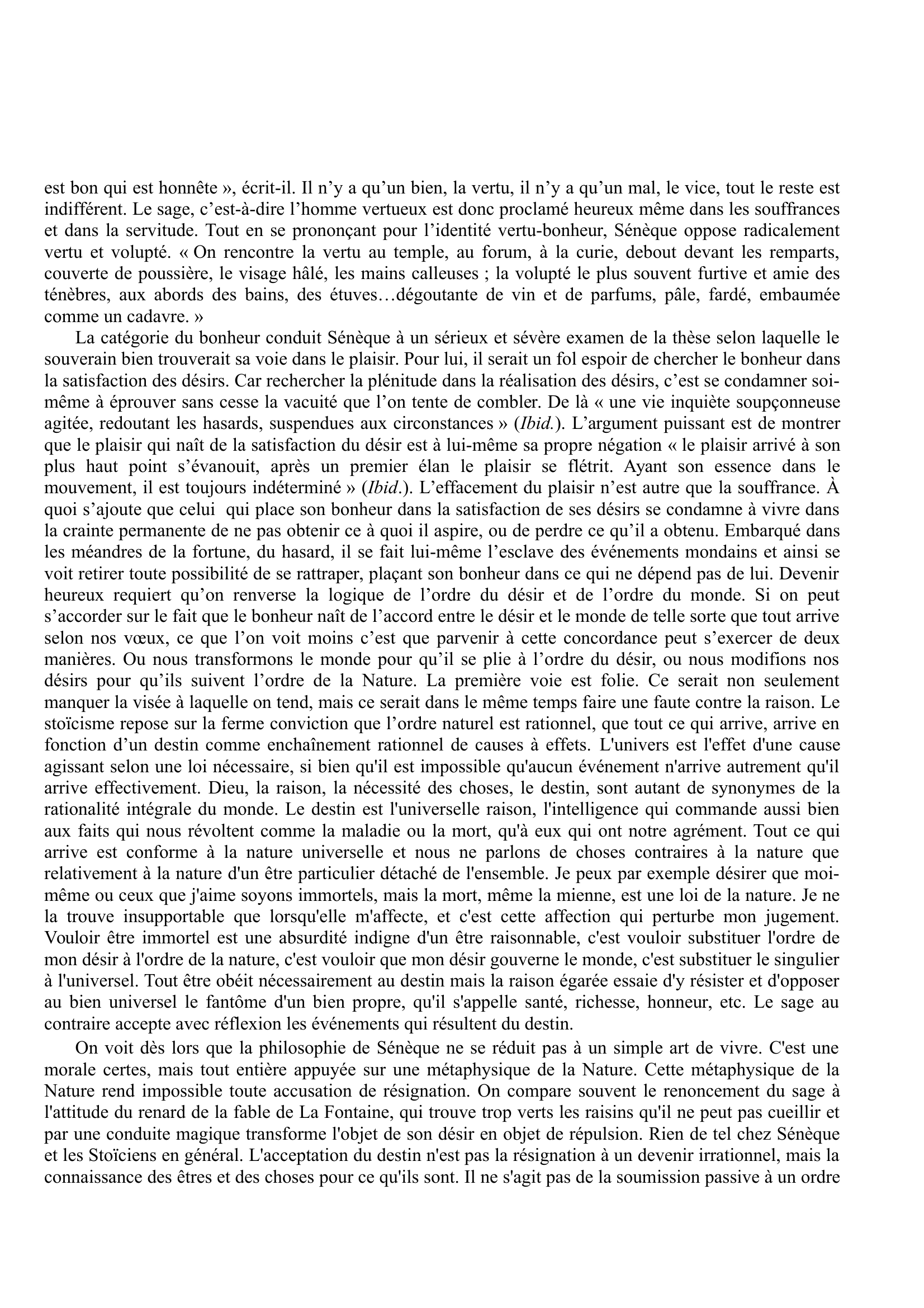 Prévisualisation du document Sénèque, La vie heureuse, XIII, 1, 2, 3. Commentaire.