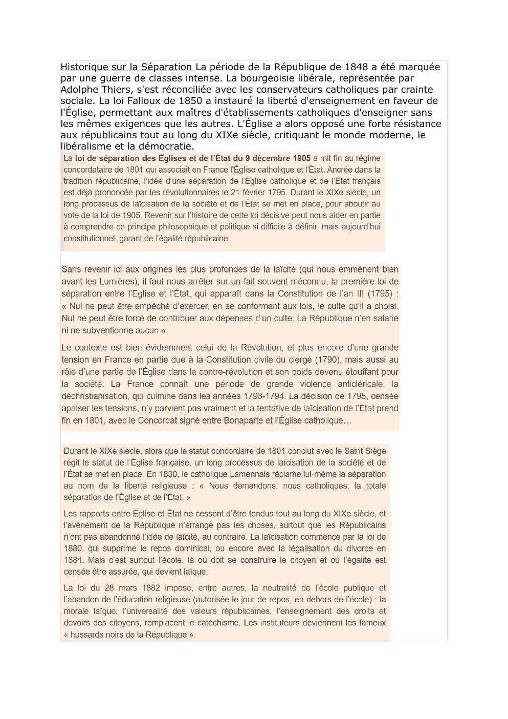 Prévisualisation du document séparation église et état