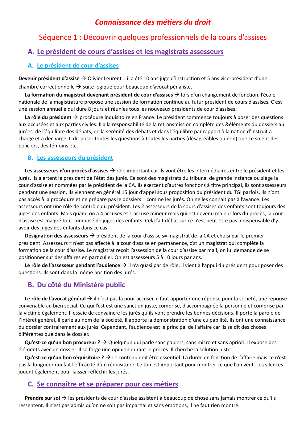 Prévisualisation du document Séquence 1 : Découvrir quelques professionnels de la cours d’assises