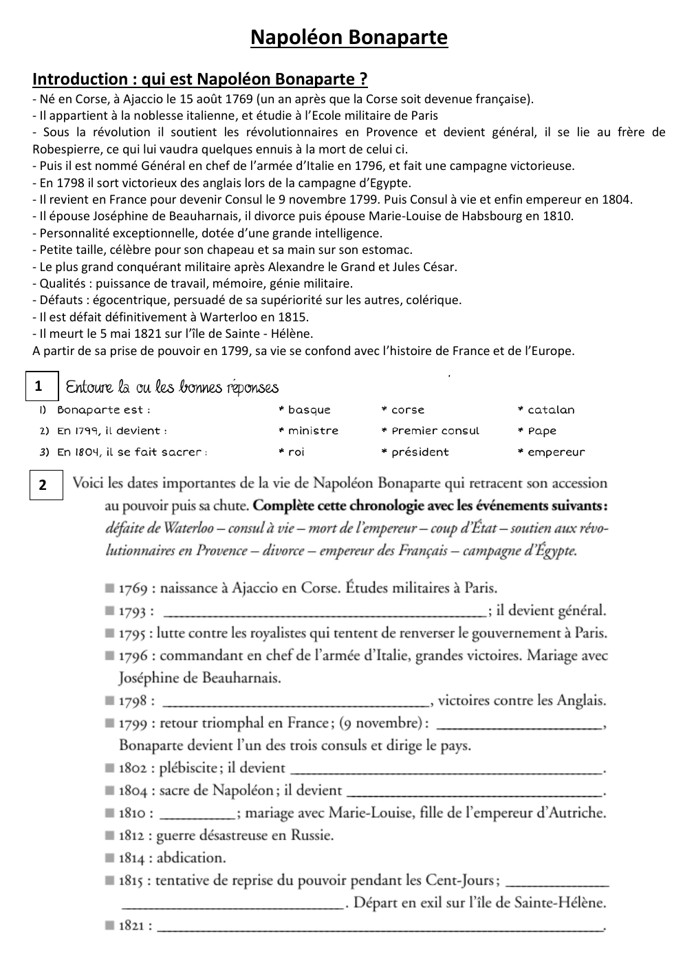 Prévisualisation du document Séquence de travail sur Napoléon