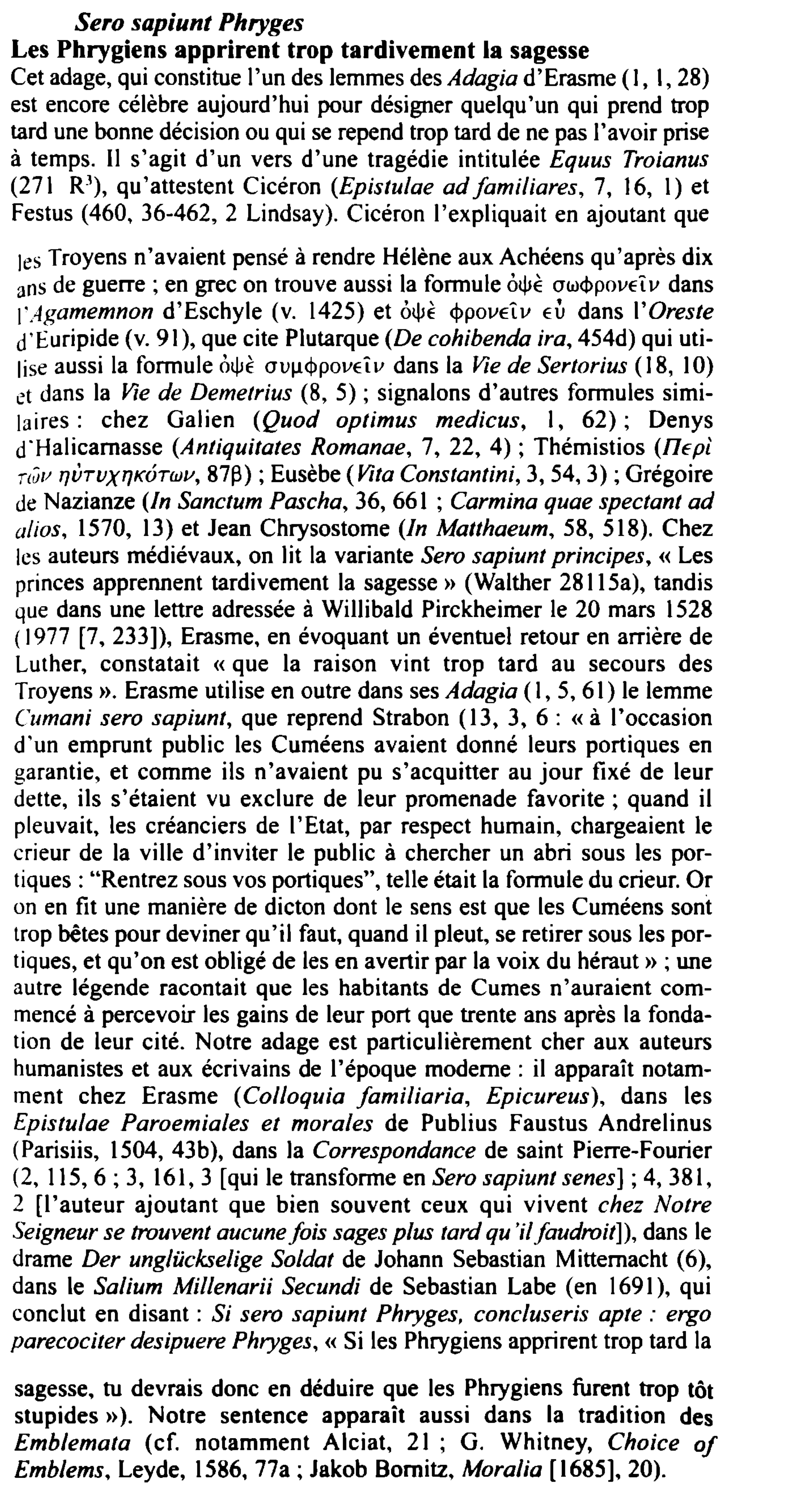 Prévisualisation du document Sero sapiunt Phryges