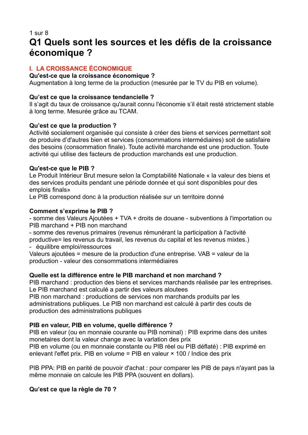 Prévisualisation du document SES économie chap 1: Quels sont les sources et les défis de la croissance économique ?