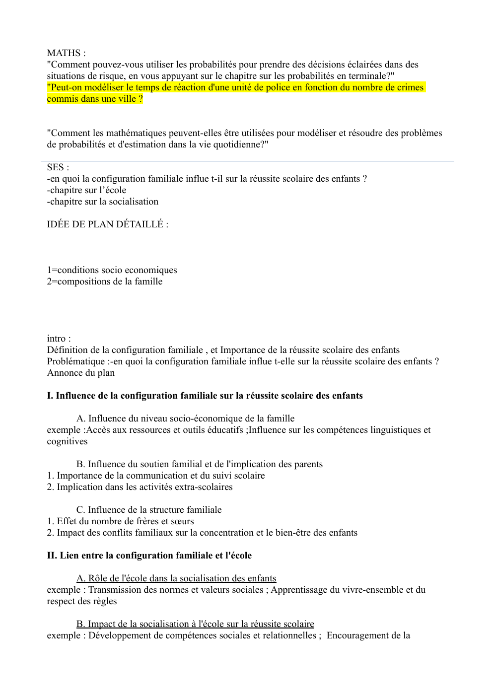 Prévisualisation du document SES :  en quoi la configuration familiale influe t-il sur la réussite scolaire des enfants ?