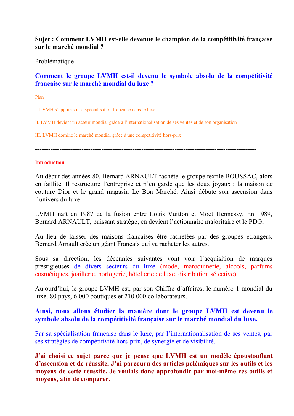 Prévisualisation du document SES GRAND ORAL: Sujet : Comment LVMH est-elle devenue le champion de la compétitivité française sur le marché mondial ?