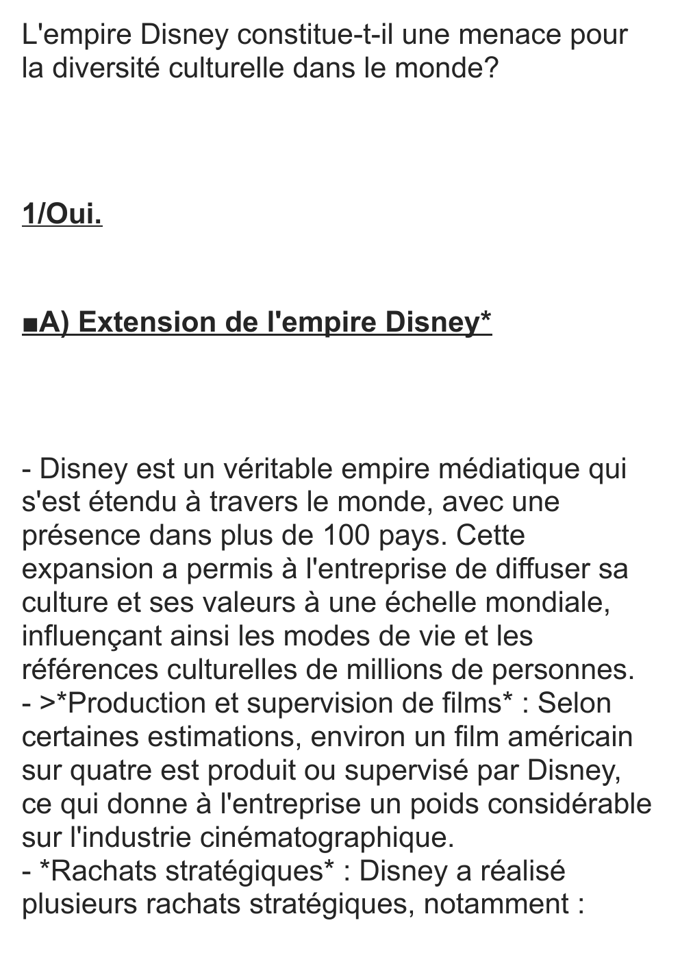 Prévisualisation du document SES : l'empire Disney constitue-t-il une menace pour la diversité culturelle dans le monde ?