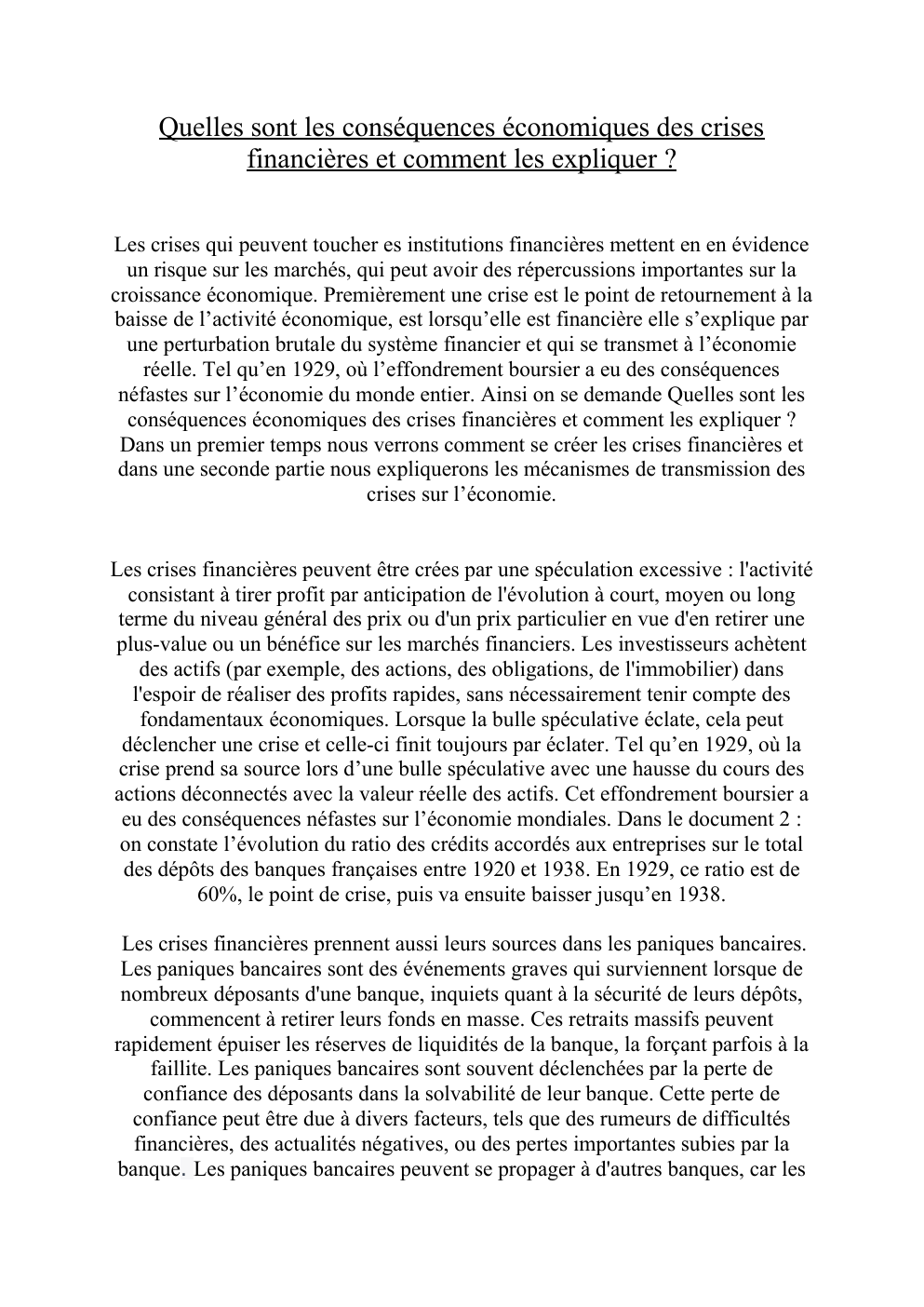 Prévisualisation du document SES : Quelles sont les conséquences économiques des crises financières et comment les expliquer ?