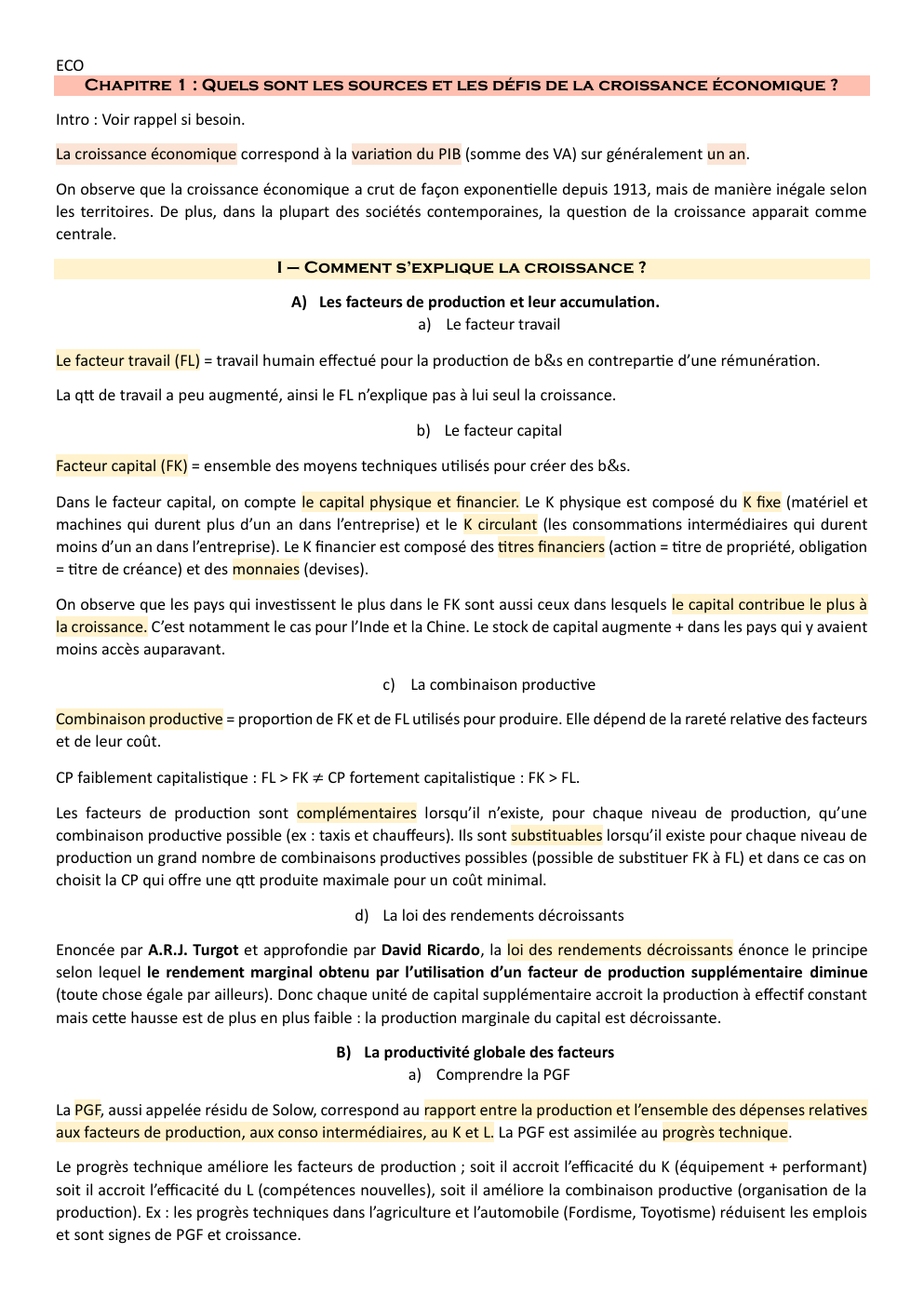 Prévisualisation du document SES TERMINALE Quels sont les sources et les défis de la croissance économique ?