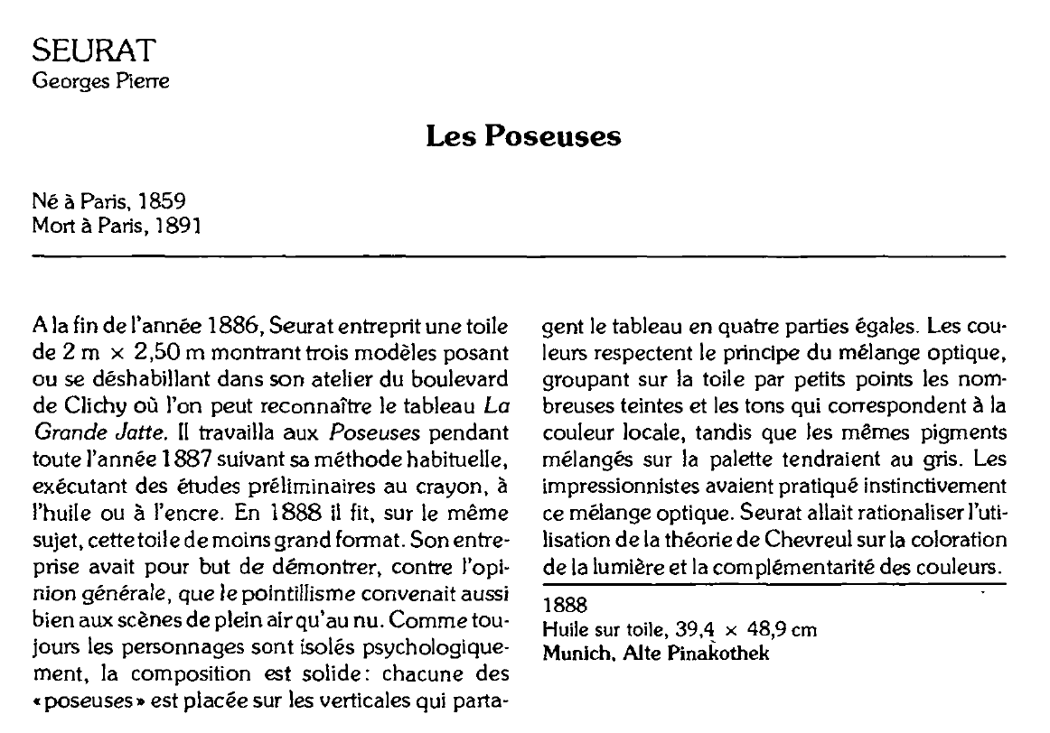 Prévisualisation du document SEURAT Georges Pierre : Les Poseuses