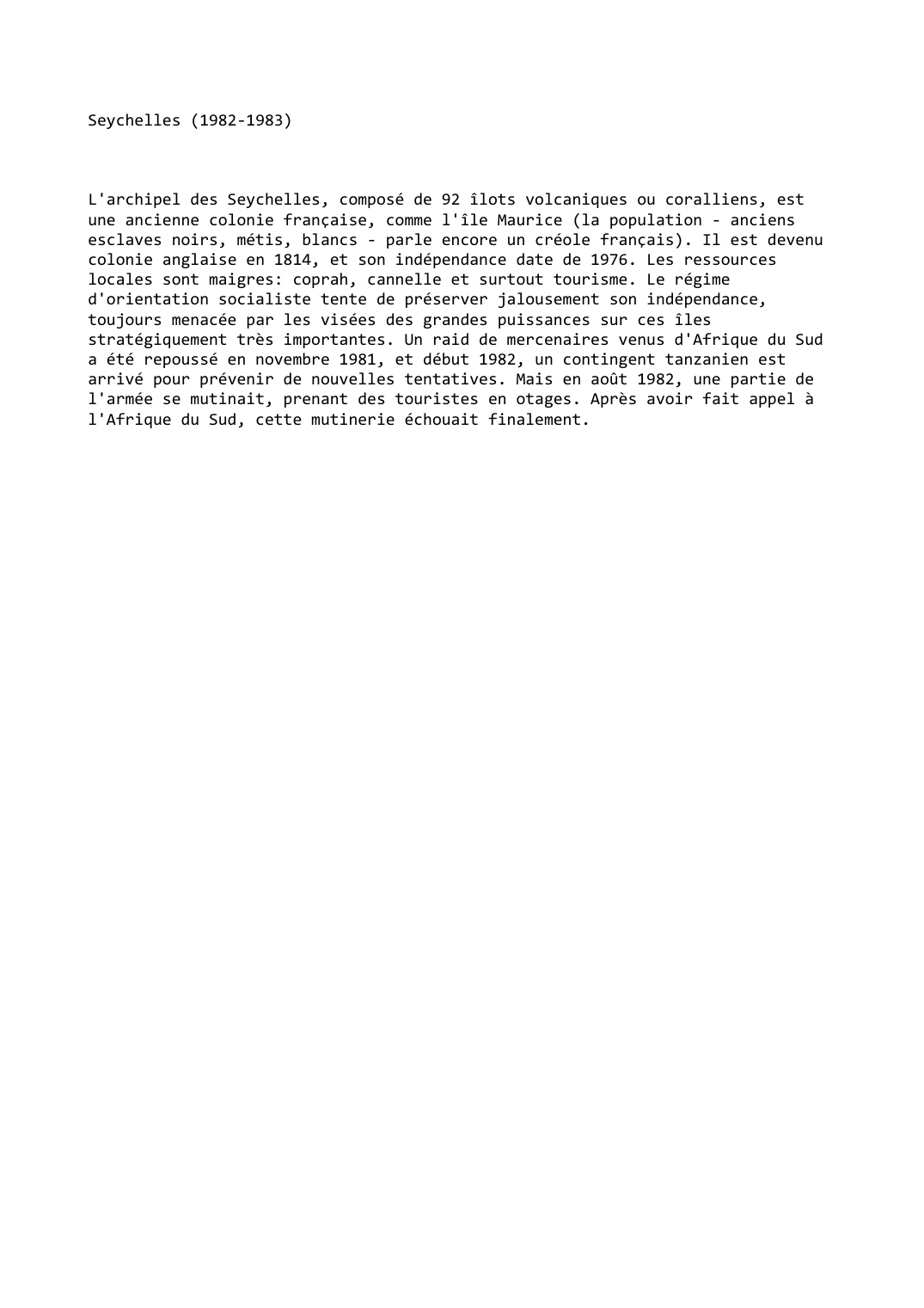 Prévisualisation du document Seychelles (1982-1983)