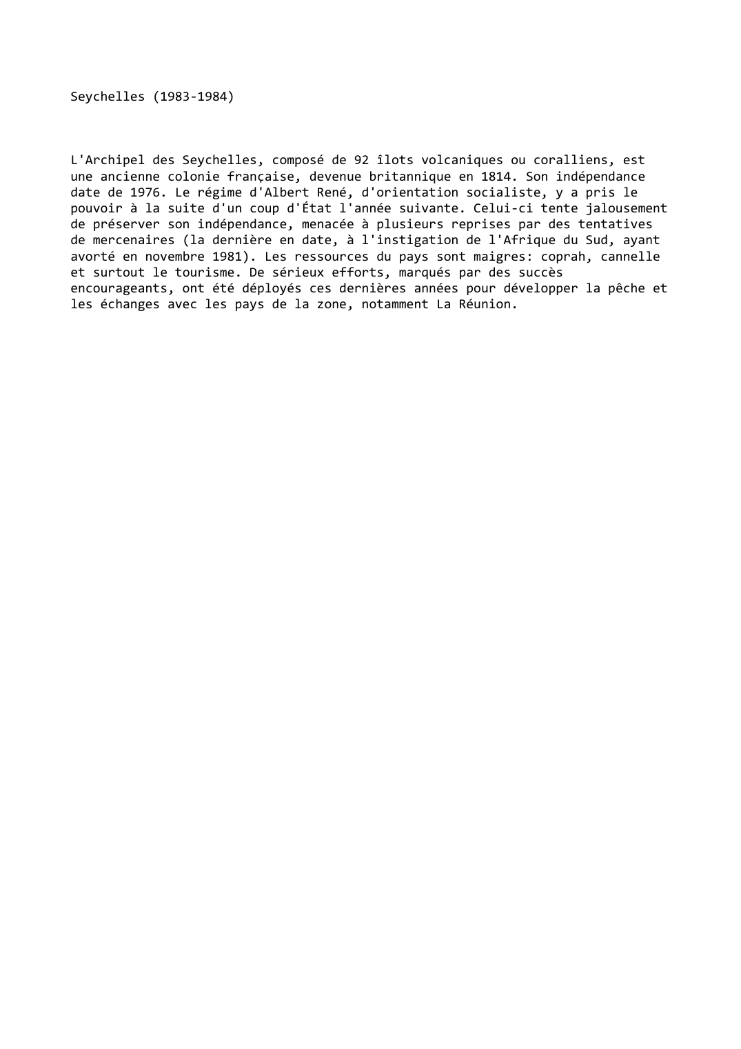 Prévisualisation du document Seychelles (1983-1984)