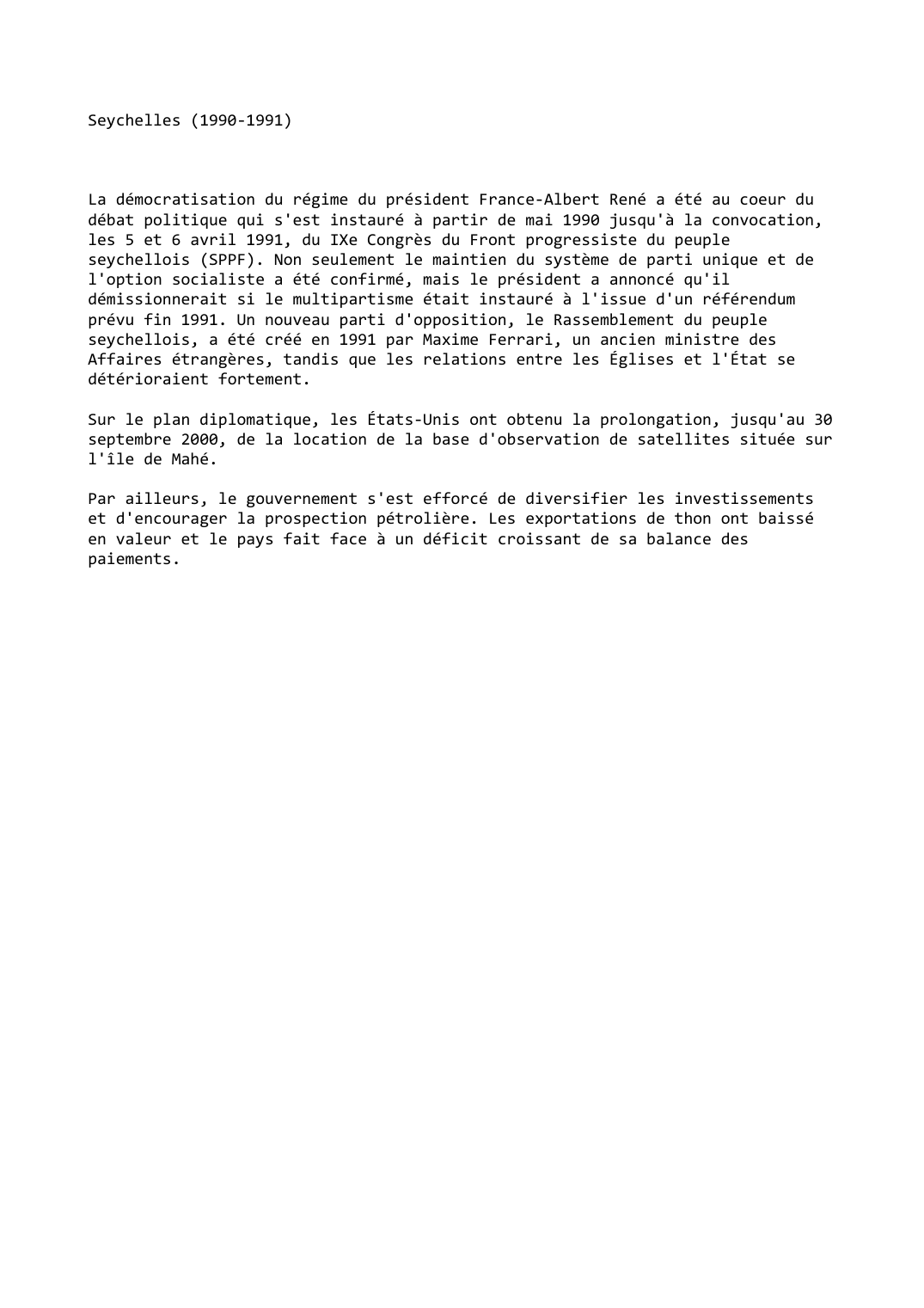 Prévisualisation du document Seychelles (1990-1991)
