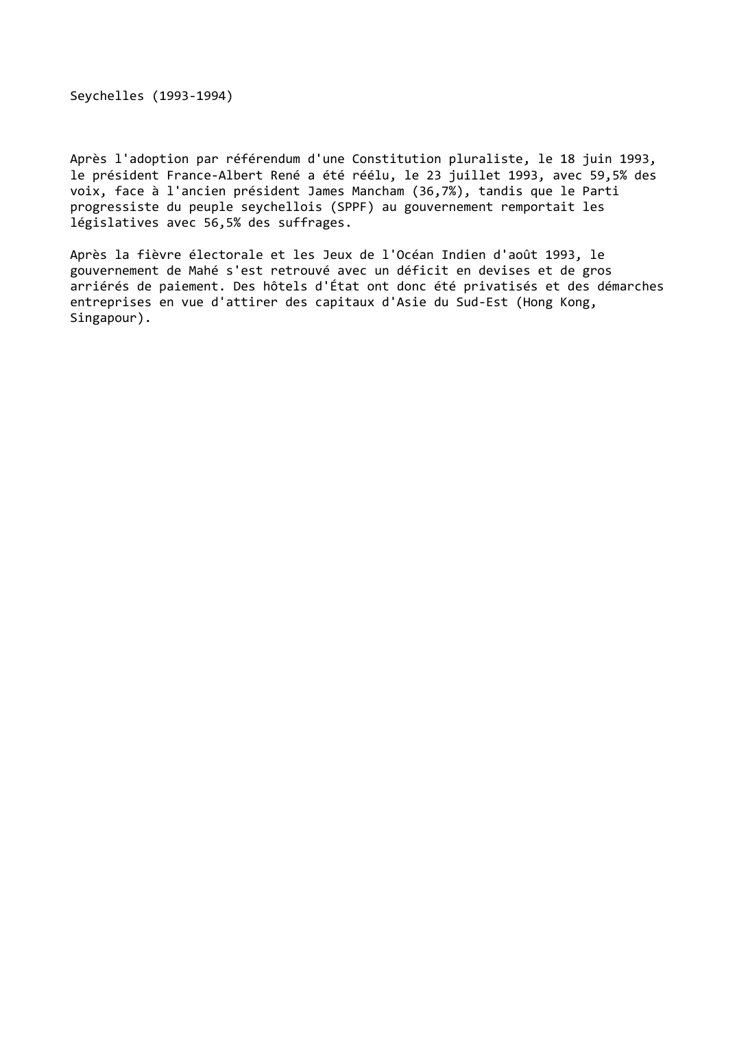 Prévisualisation du document Seychelles (1993-1994)