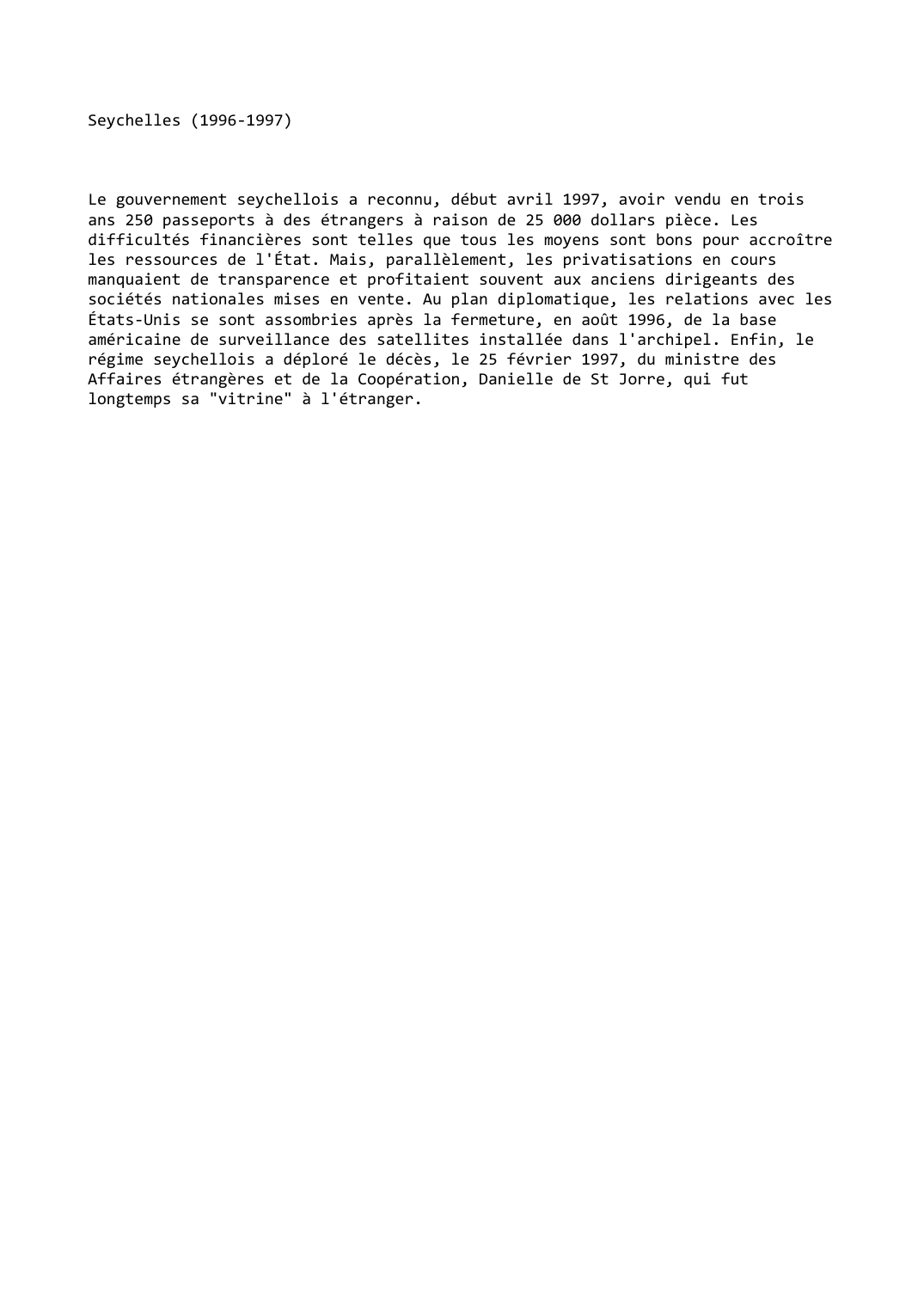 Prévisualisation du document Seychelles (1996-1997)