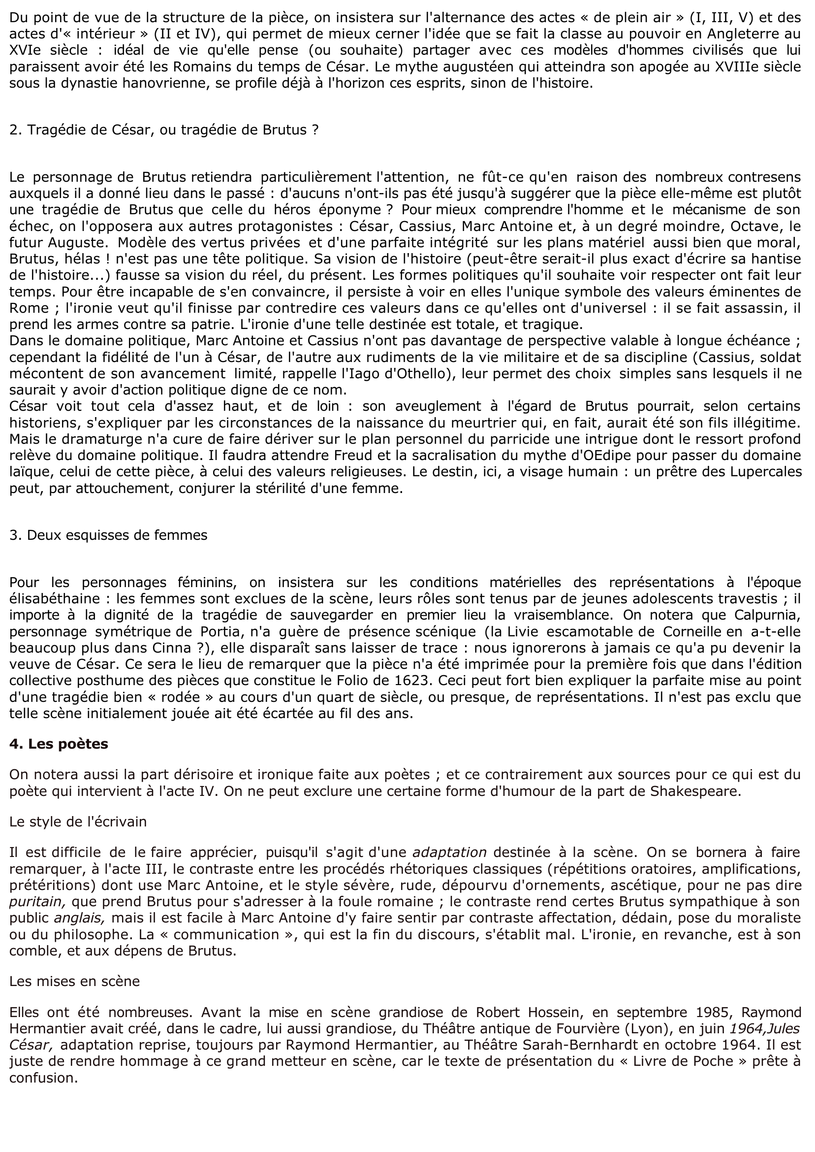 Prévisualisation du document SHAKESPEARE : Jules César (Résumé et analyse)